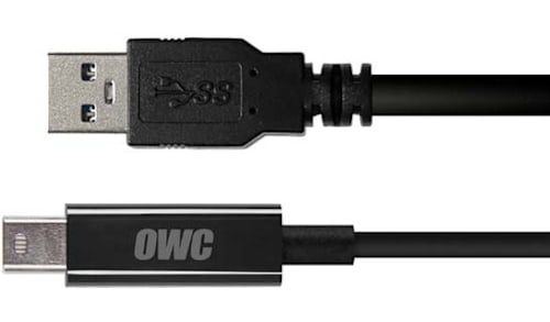 Closeup of OWC USB-A and eSATA Cable ends