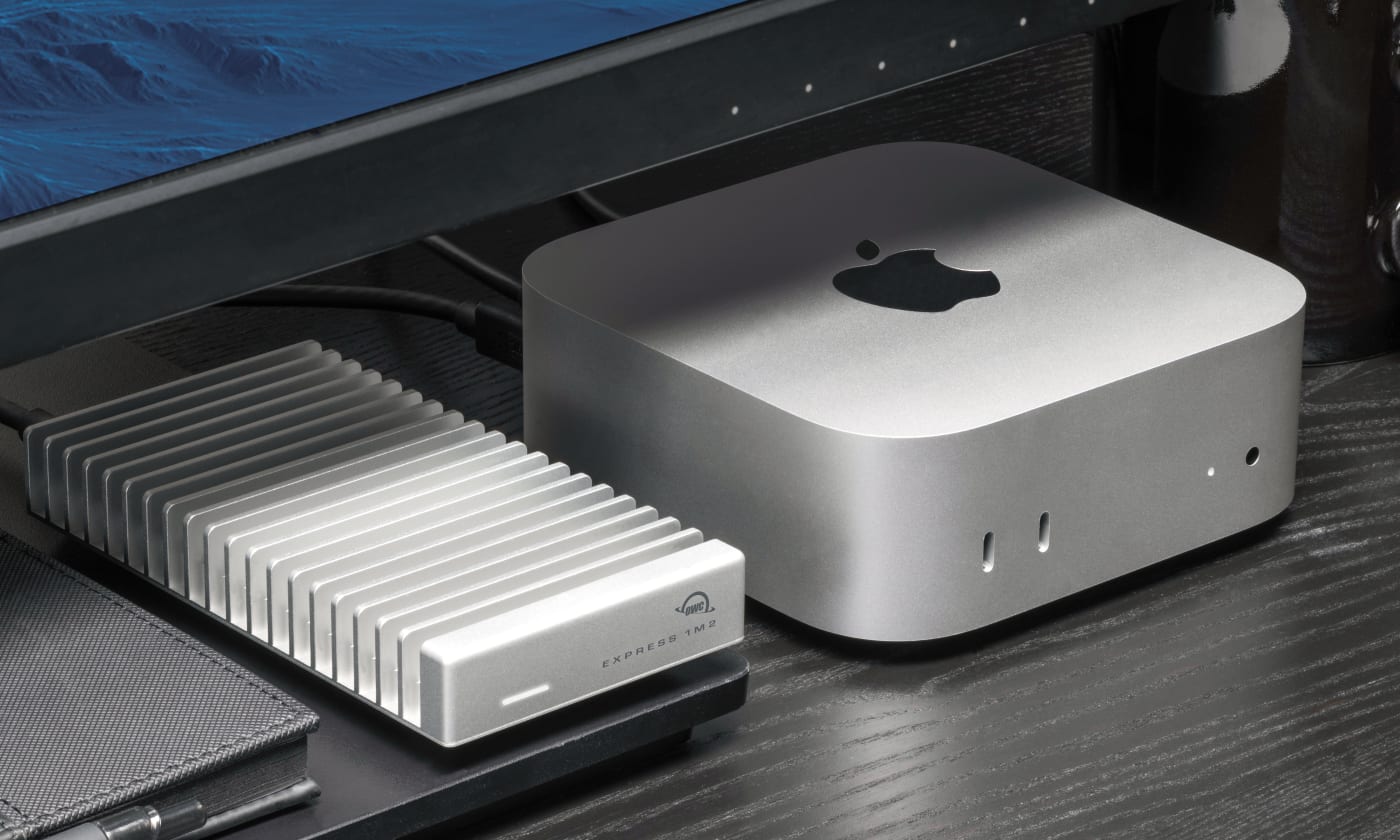 OWC Express 1M2 80G next to a Mac Studio