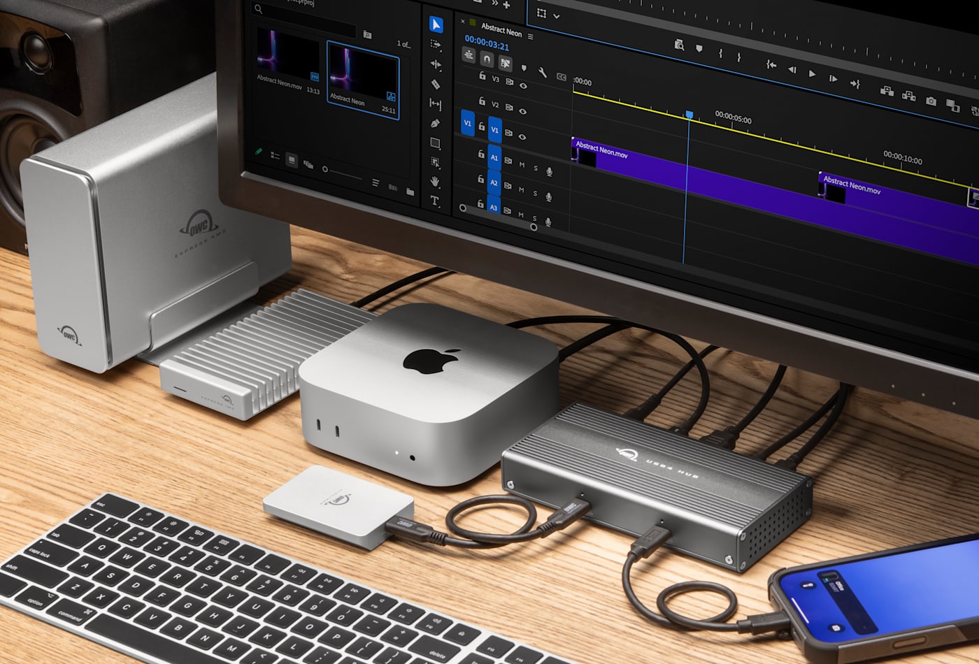 OWC USB4 Hub on desktop