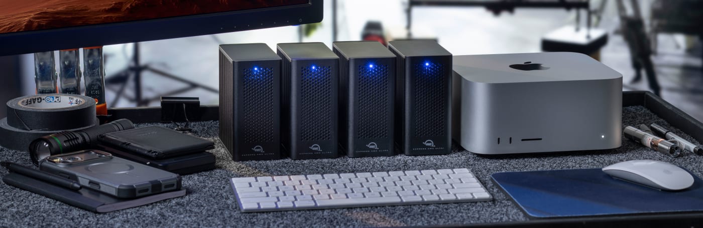 Four OWC Express 4M2 Ultras on desktop