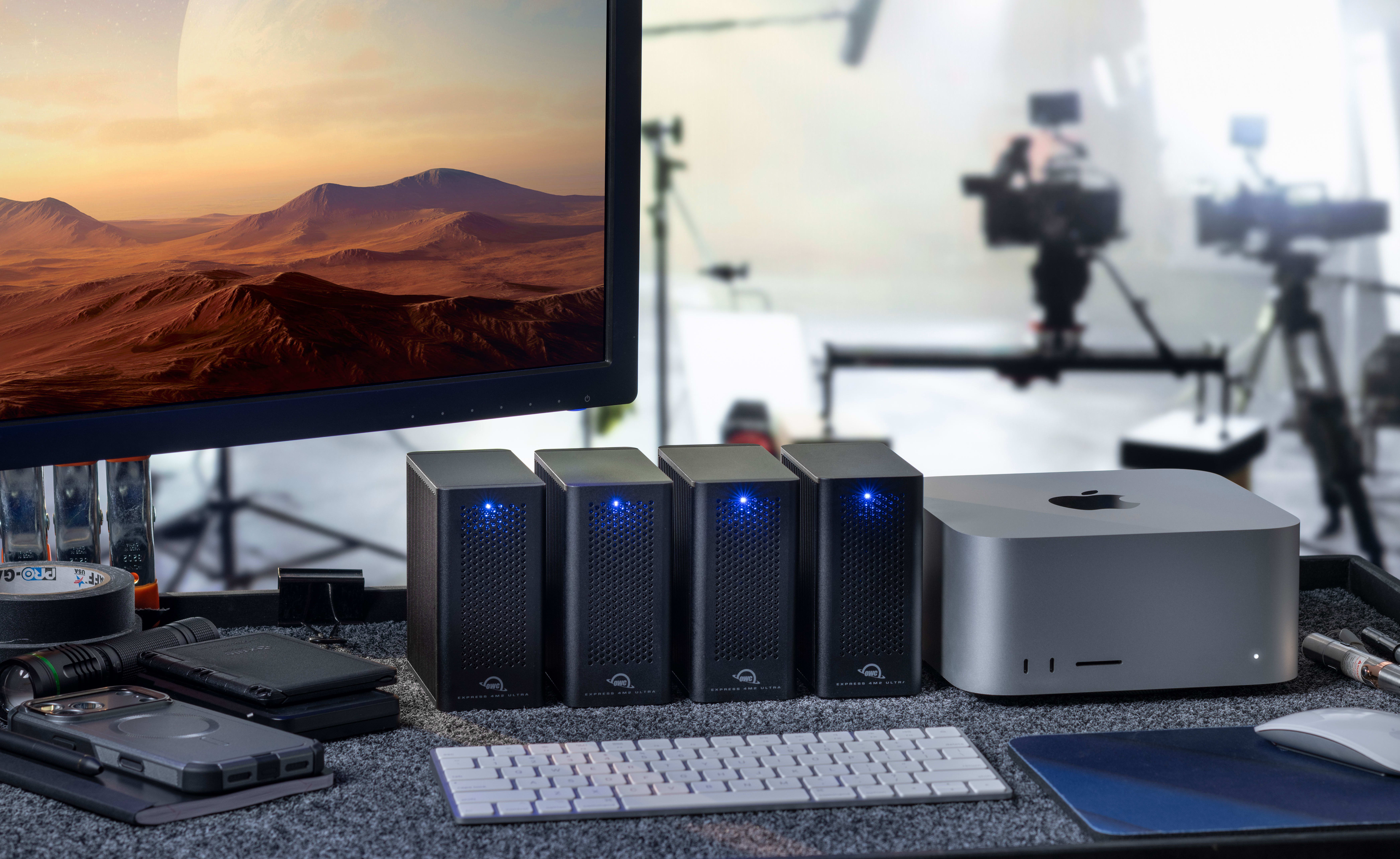 Four OWC Express 4M2 Ultras on desktop