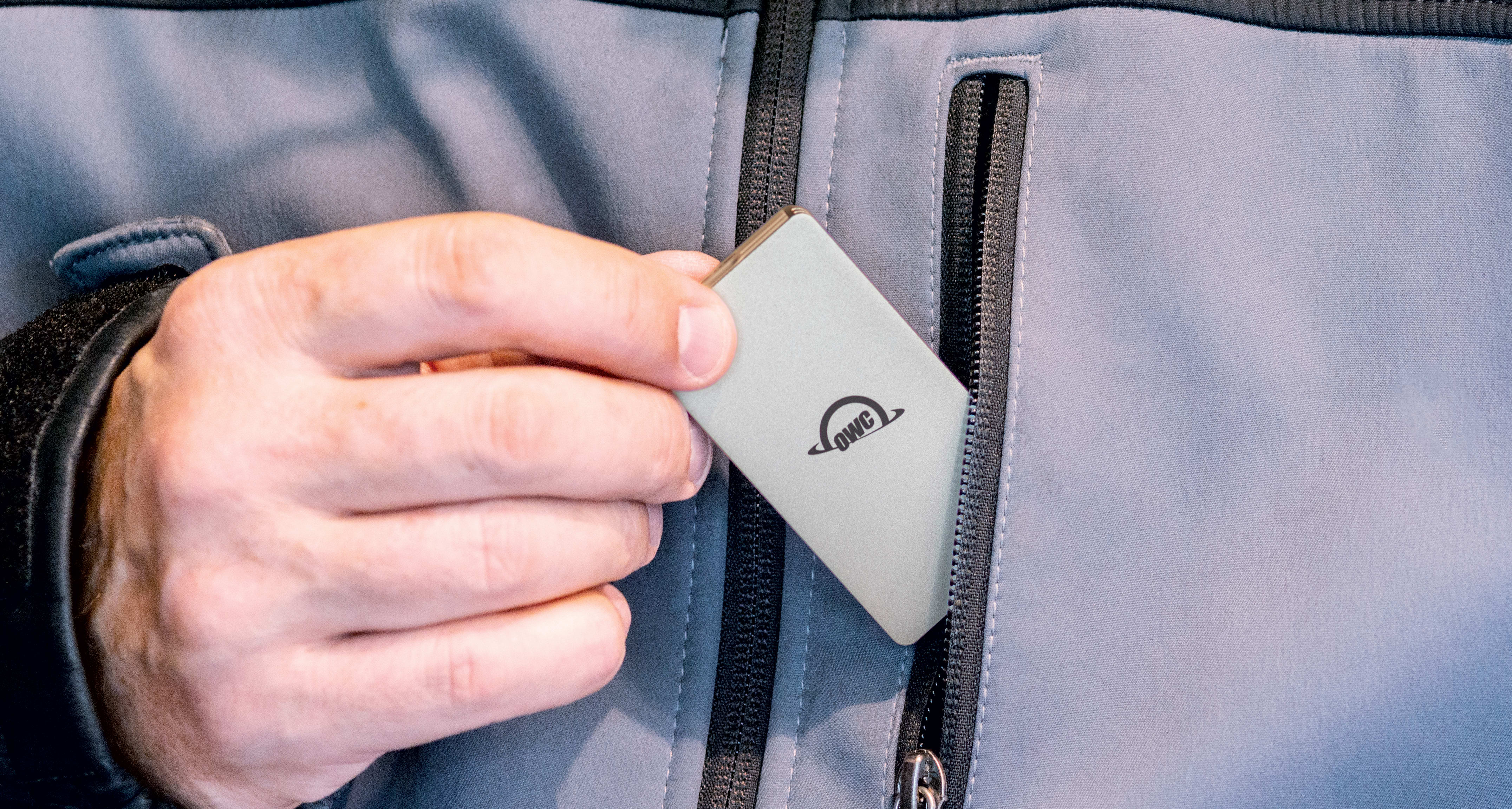 OWC Envoy in jacket pocket