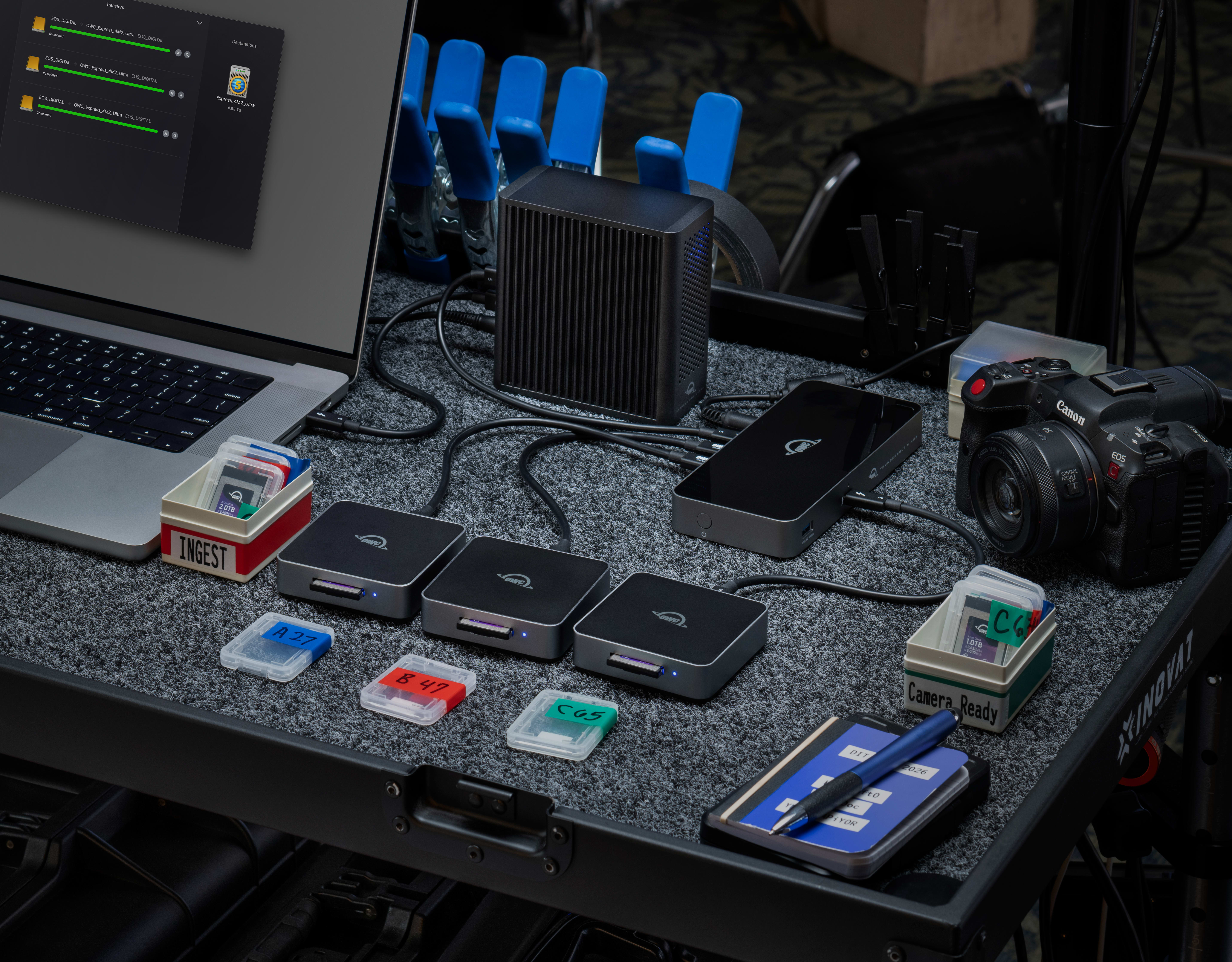 OWC Express 4M2 Ultra on desktop photo station