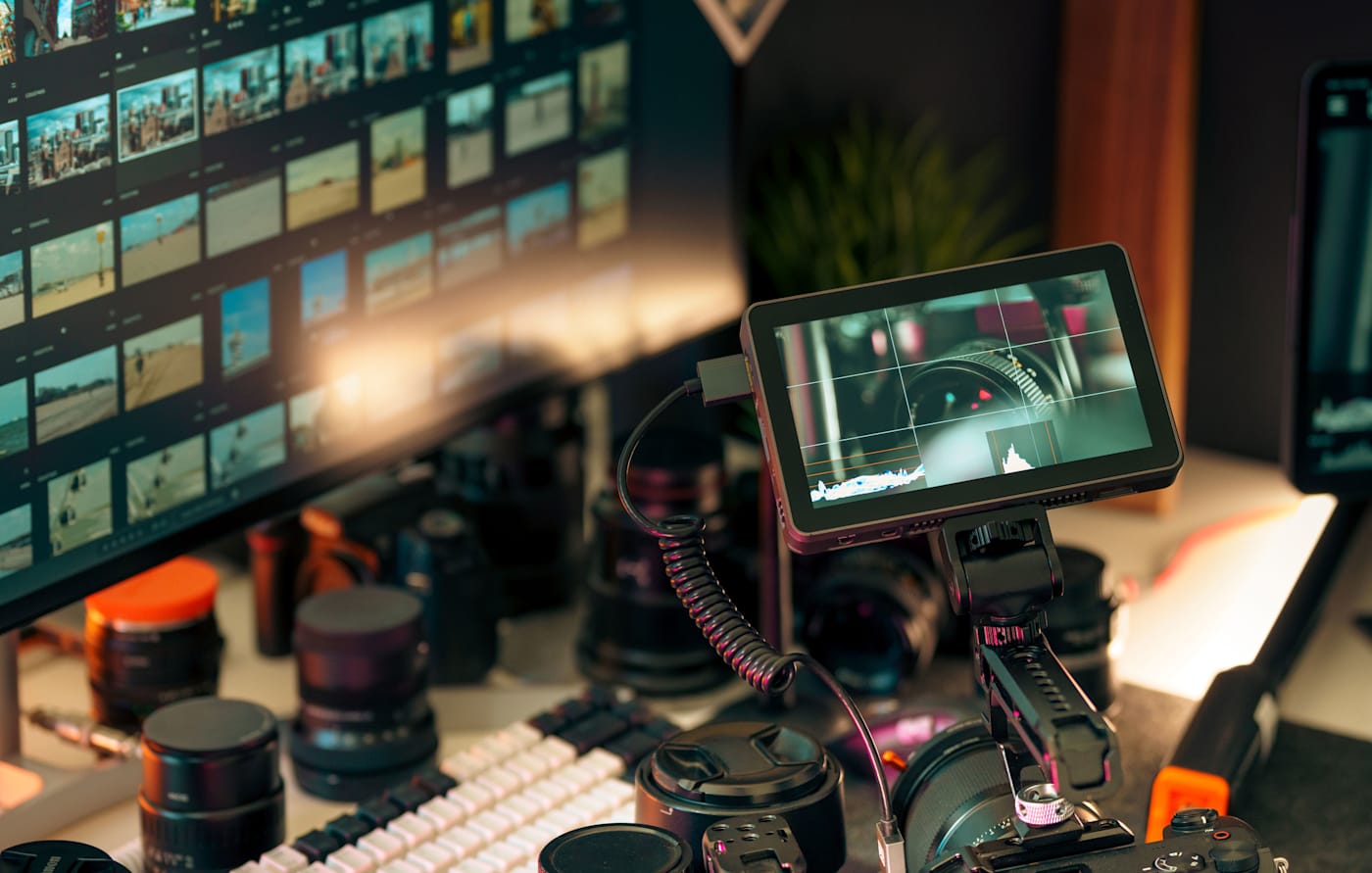 Video editor at workstation