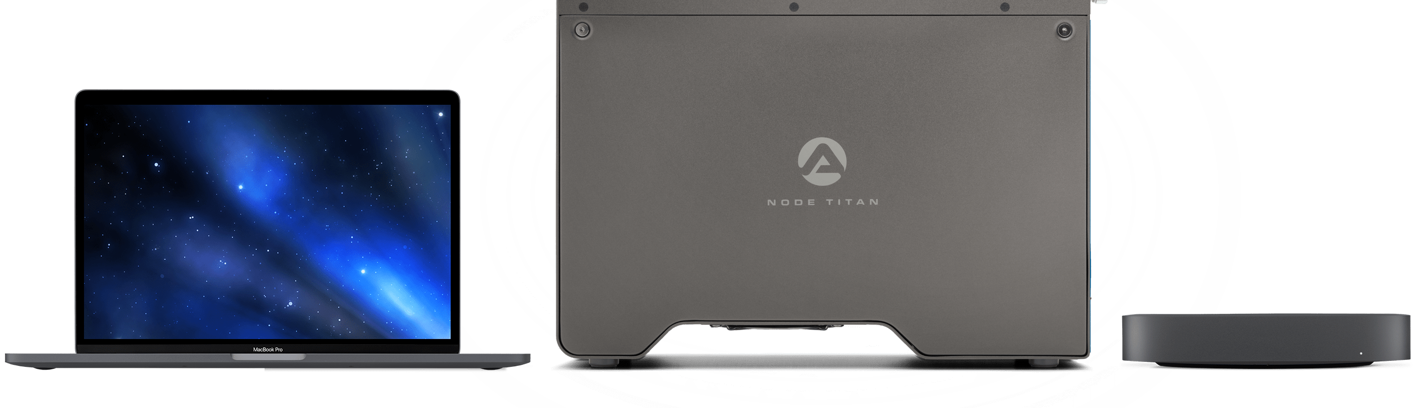 AKiTiO Node Titan with MacBook Pro and Mac mini