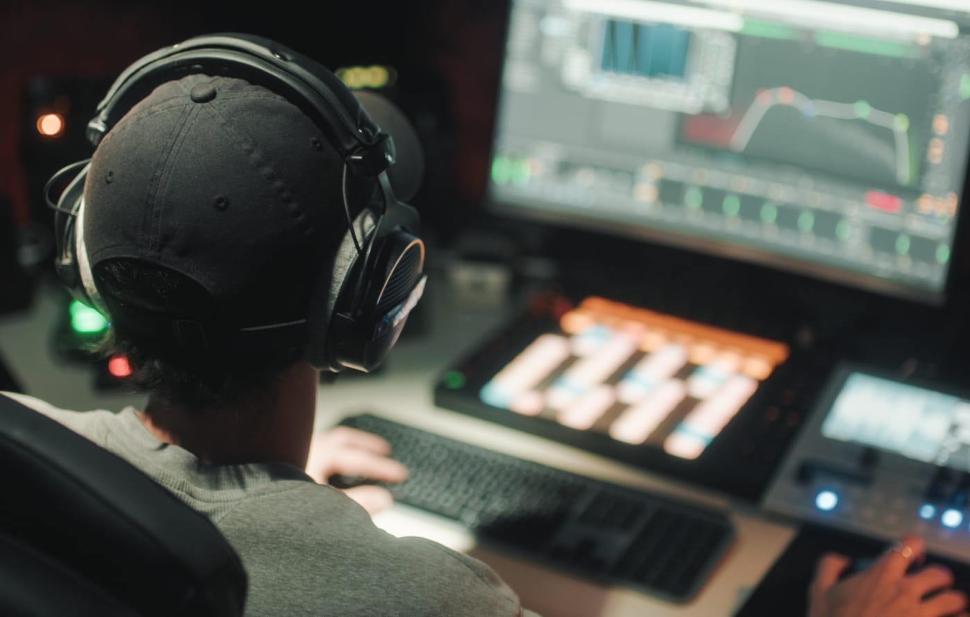 Video editor at workstation