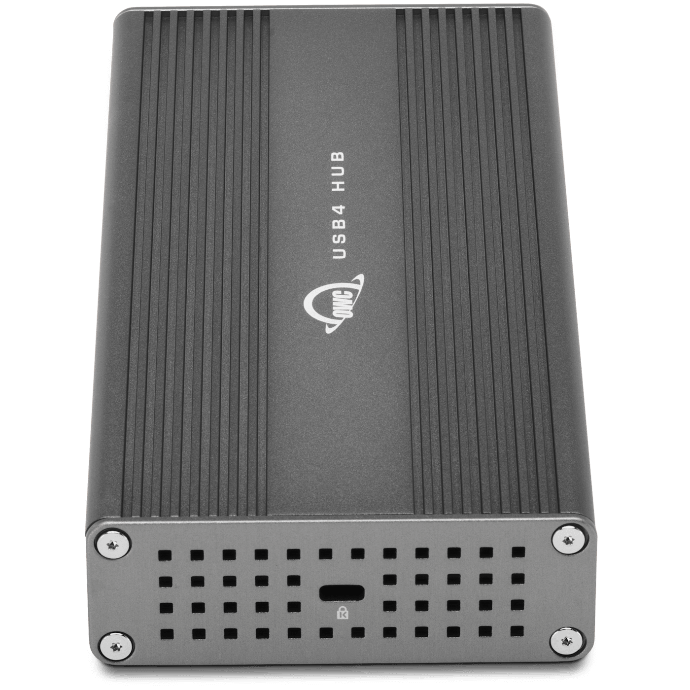 OWC USB4 Hub side view showing security lock