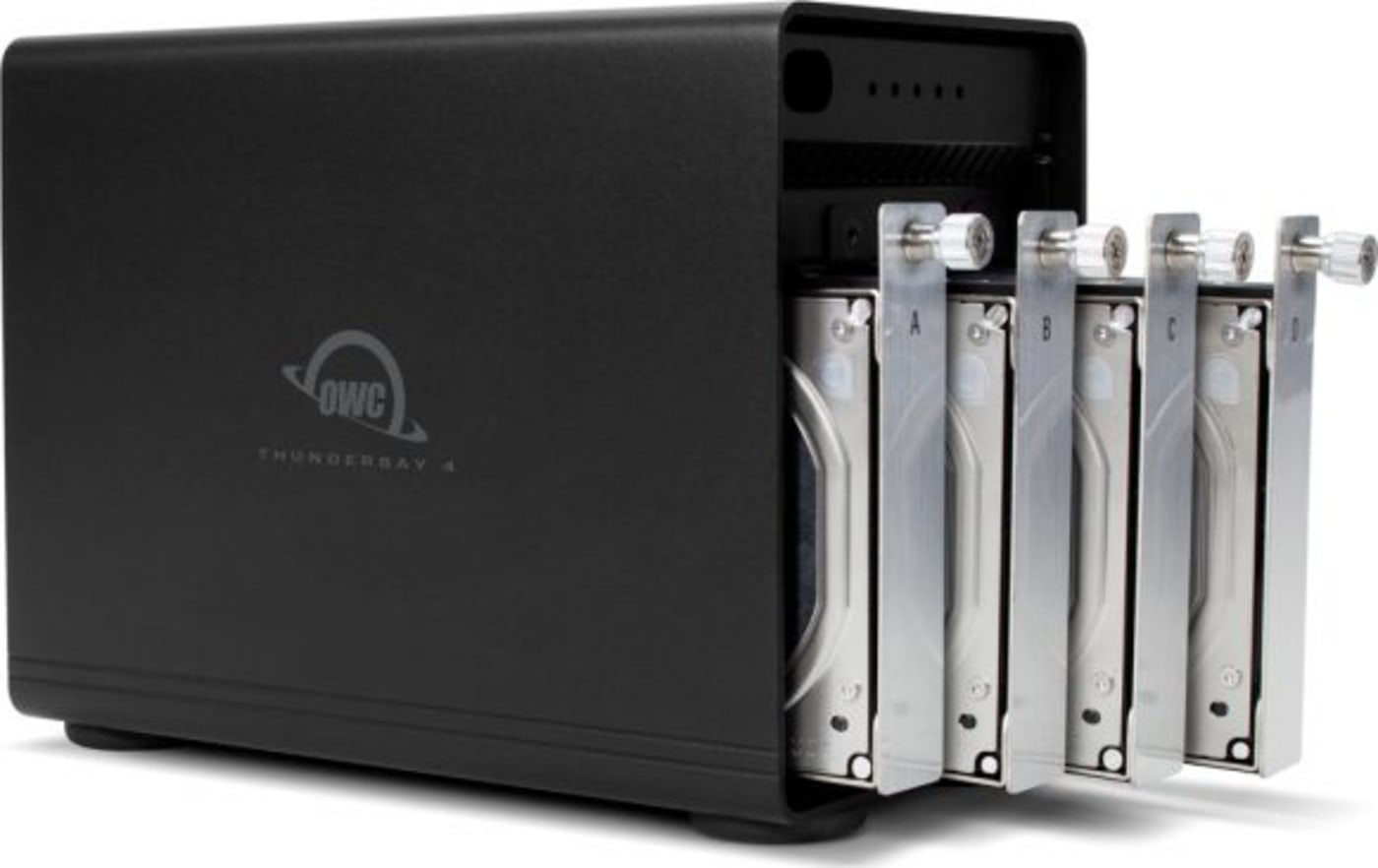 OWC ThunderBay 4 with open drive trays