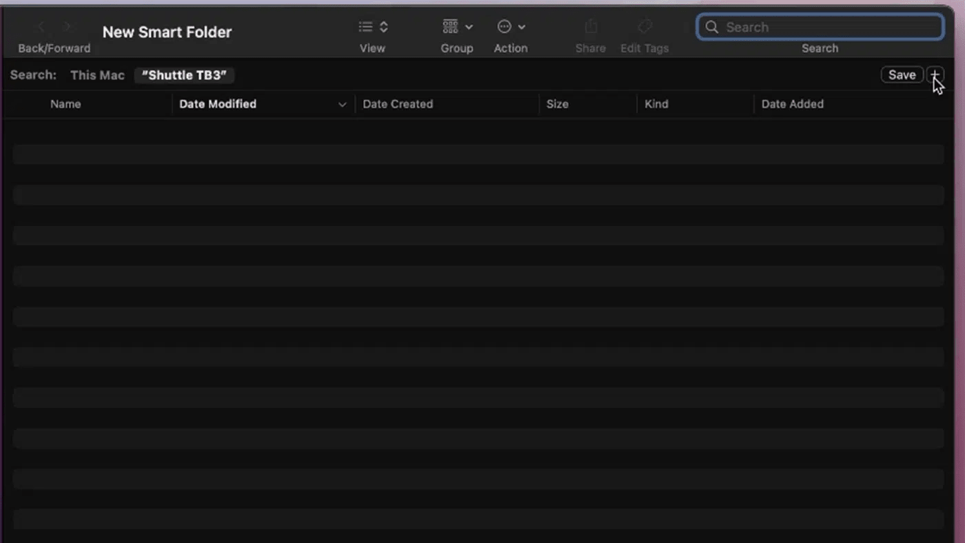 New Smart folder plus button