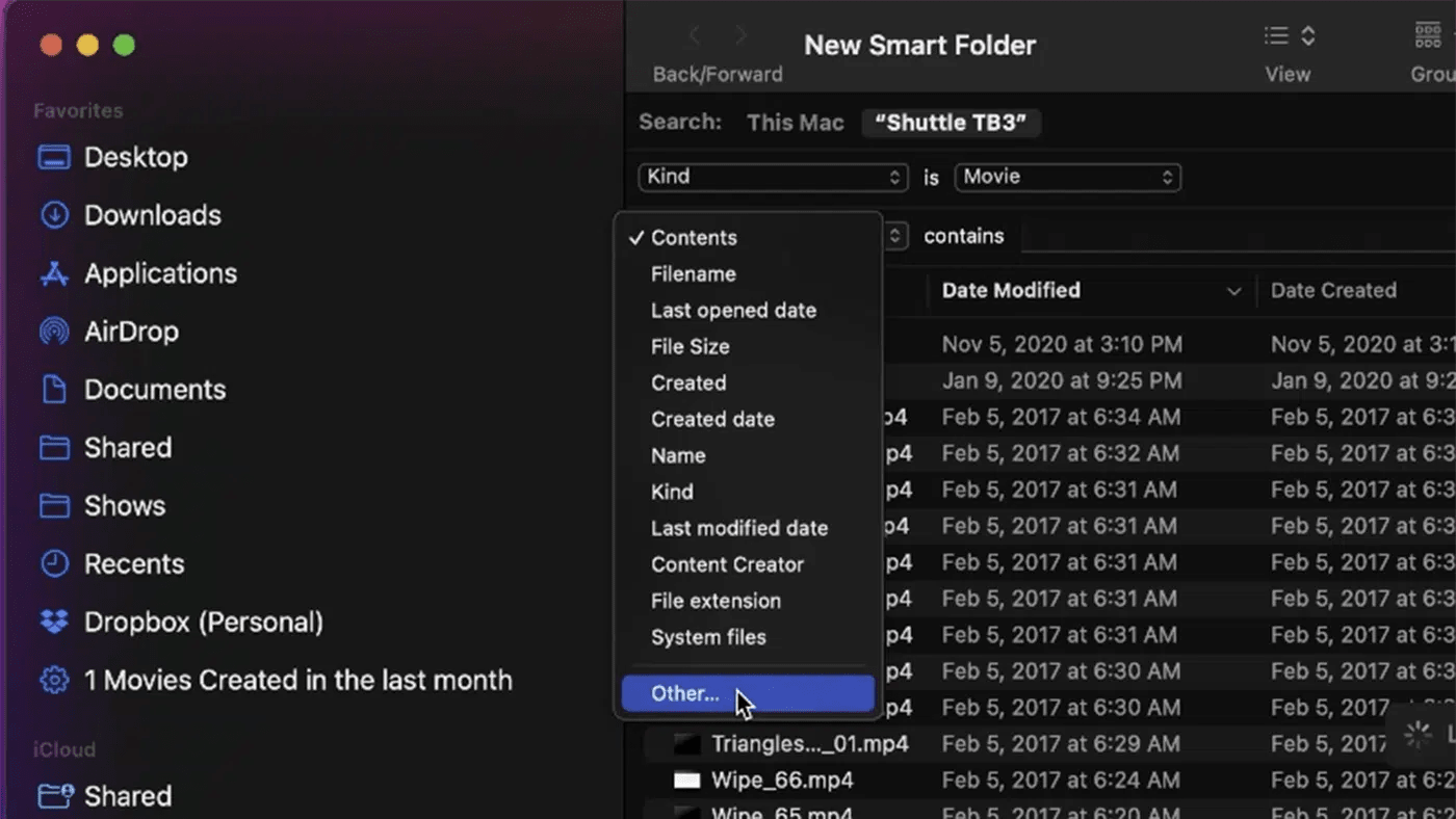 New Smart folder other