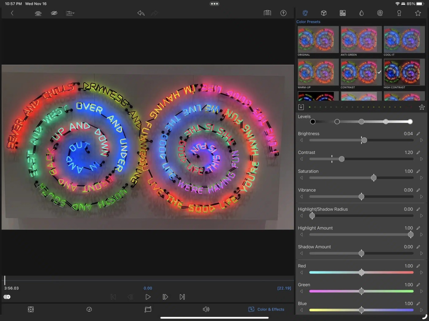 LumaFusion allows you to dial in color with a simplified, but very capable, set of color controls.