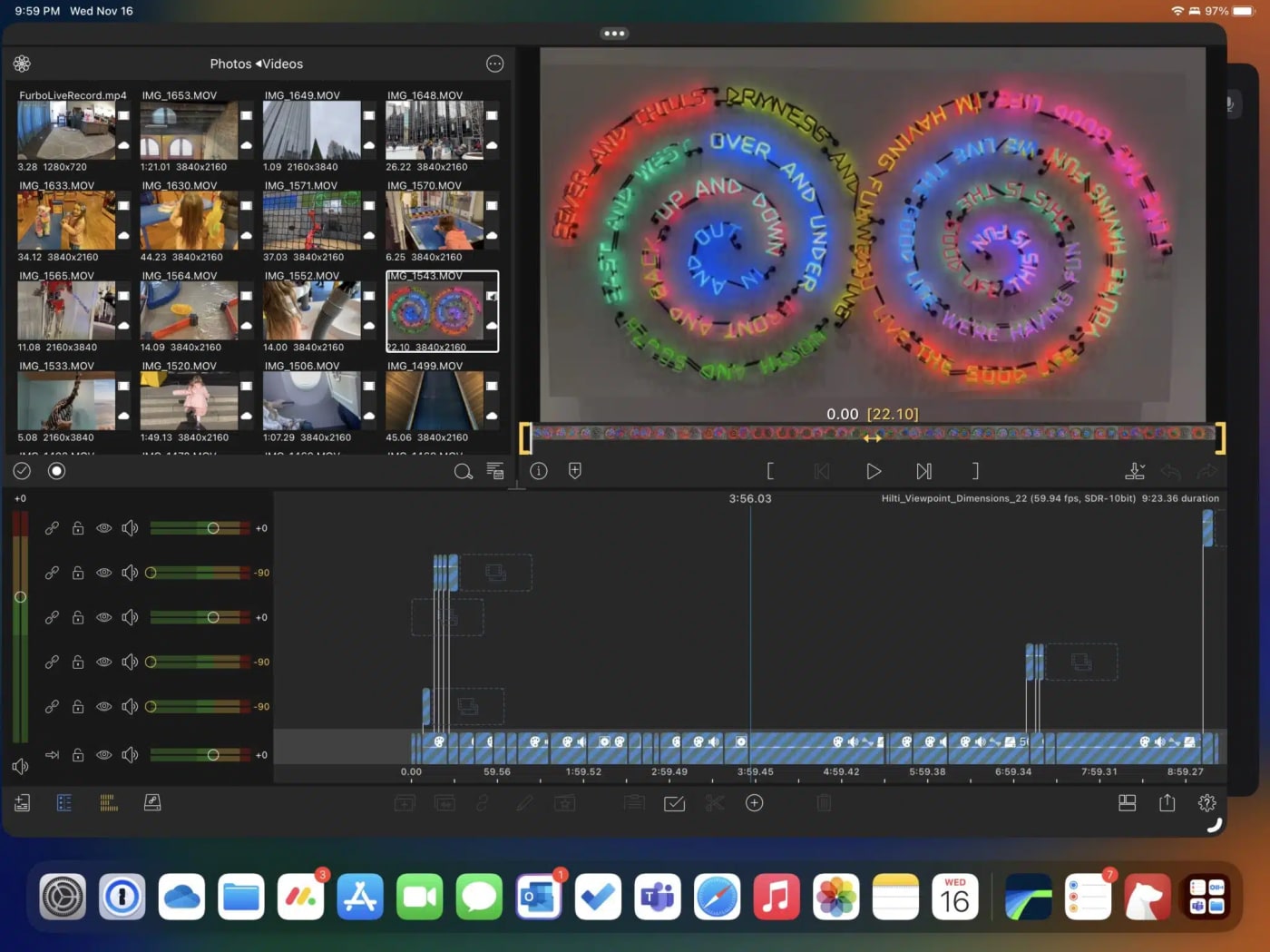 LumaFusion offers pro features such as video stabilization, color and light adjustments