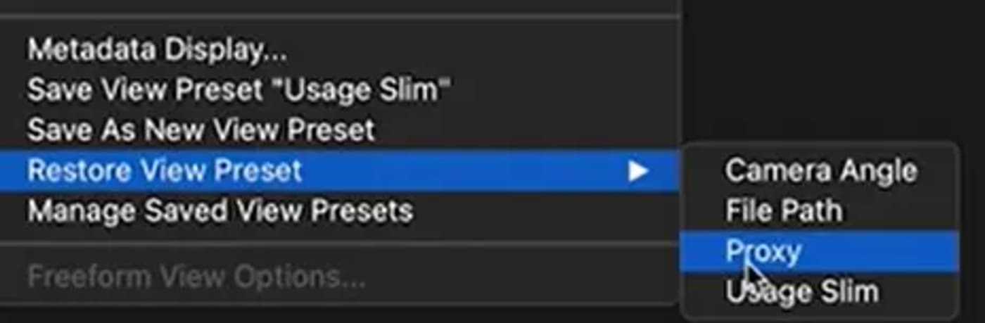 Restoring a saved preset
