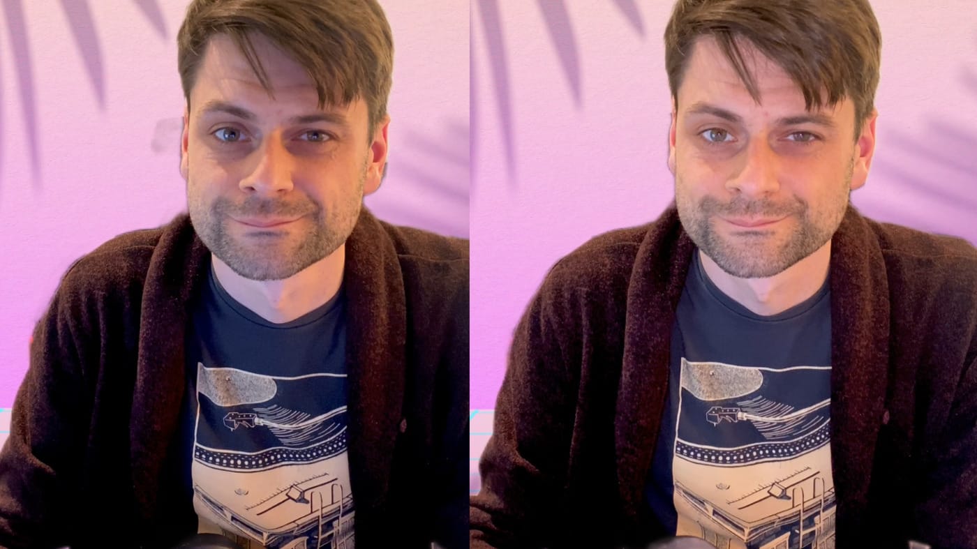 On the left, is the iPhone with no flash. On the right, the iPhone’s flash is used as a continuous key light.