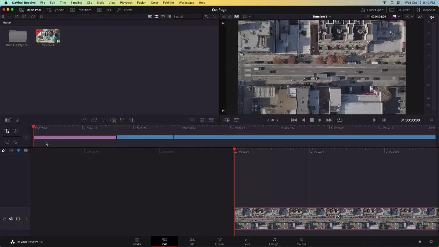 DaVinci Resolve cut page reorder