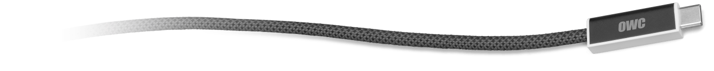 OWC USB4 Active Optical Cable stretched across white surface