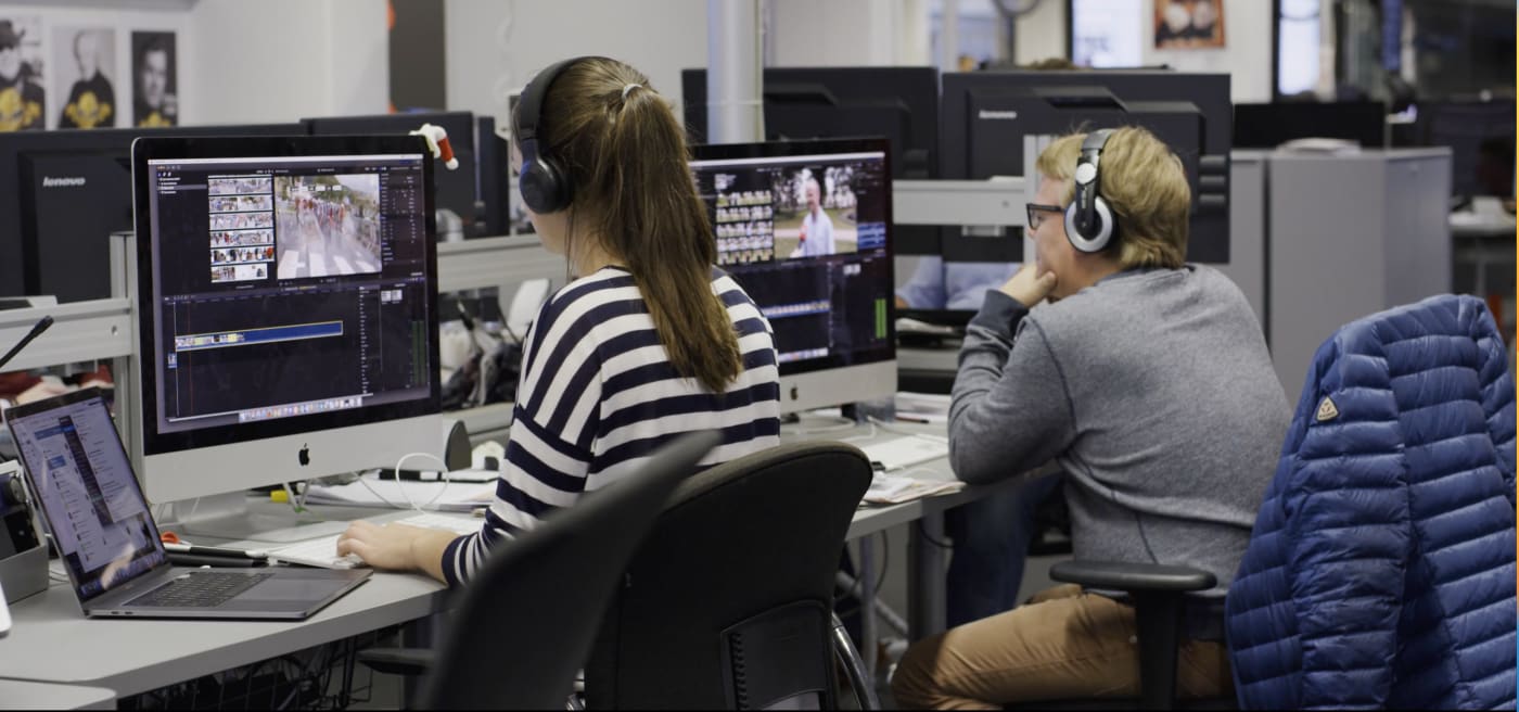 A woman editing a video clip