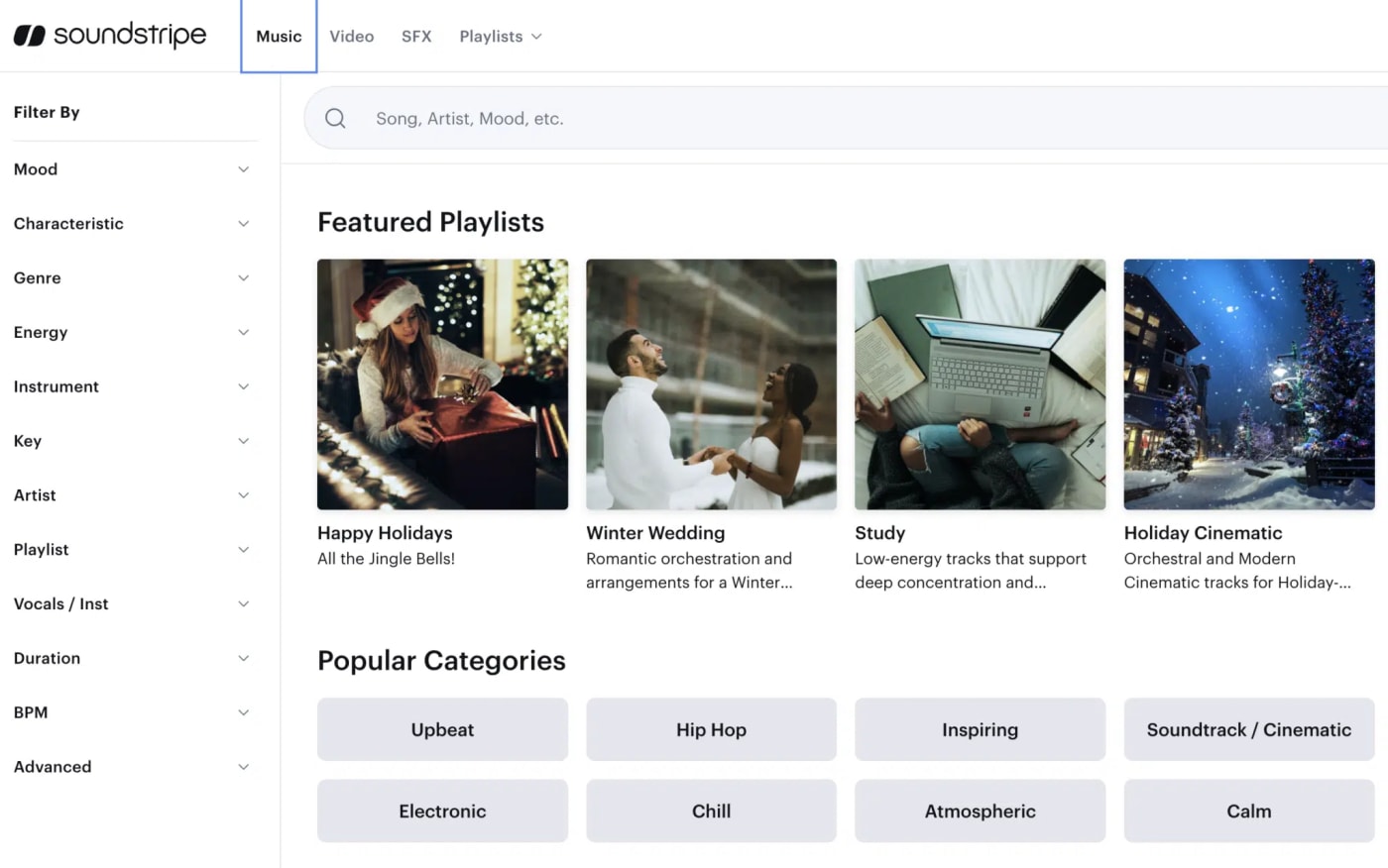 Soundstripe music options
