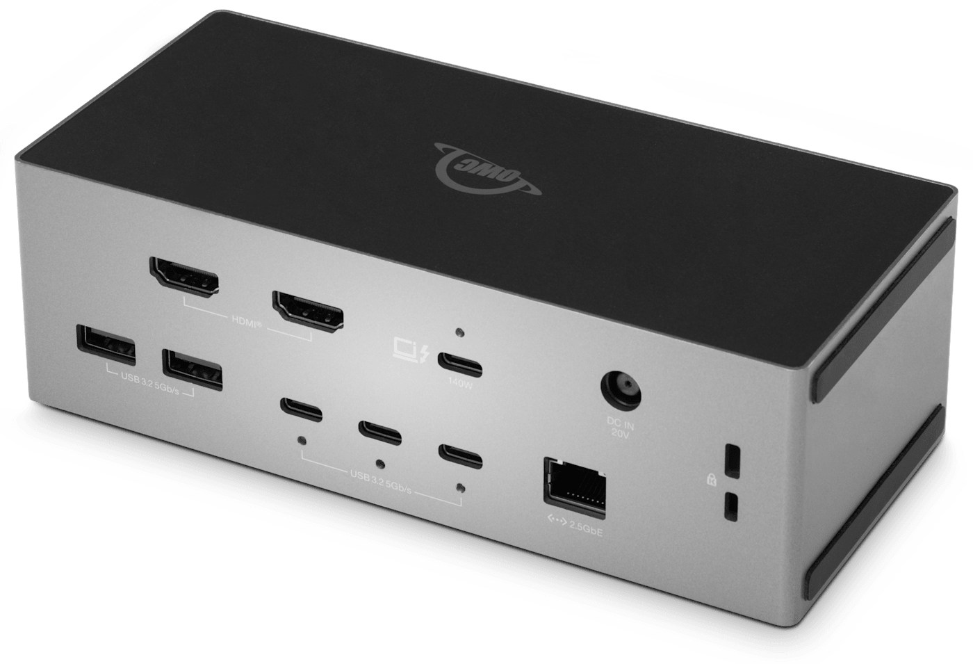 OWC Thunderbolt 5 Dock with Dual HDMI® back view facing left