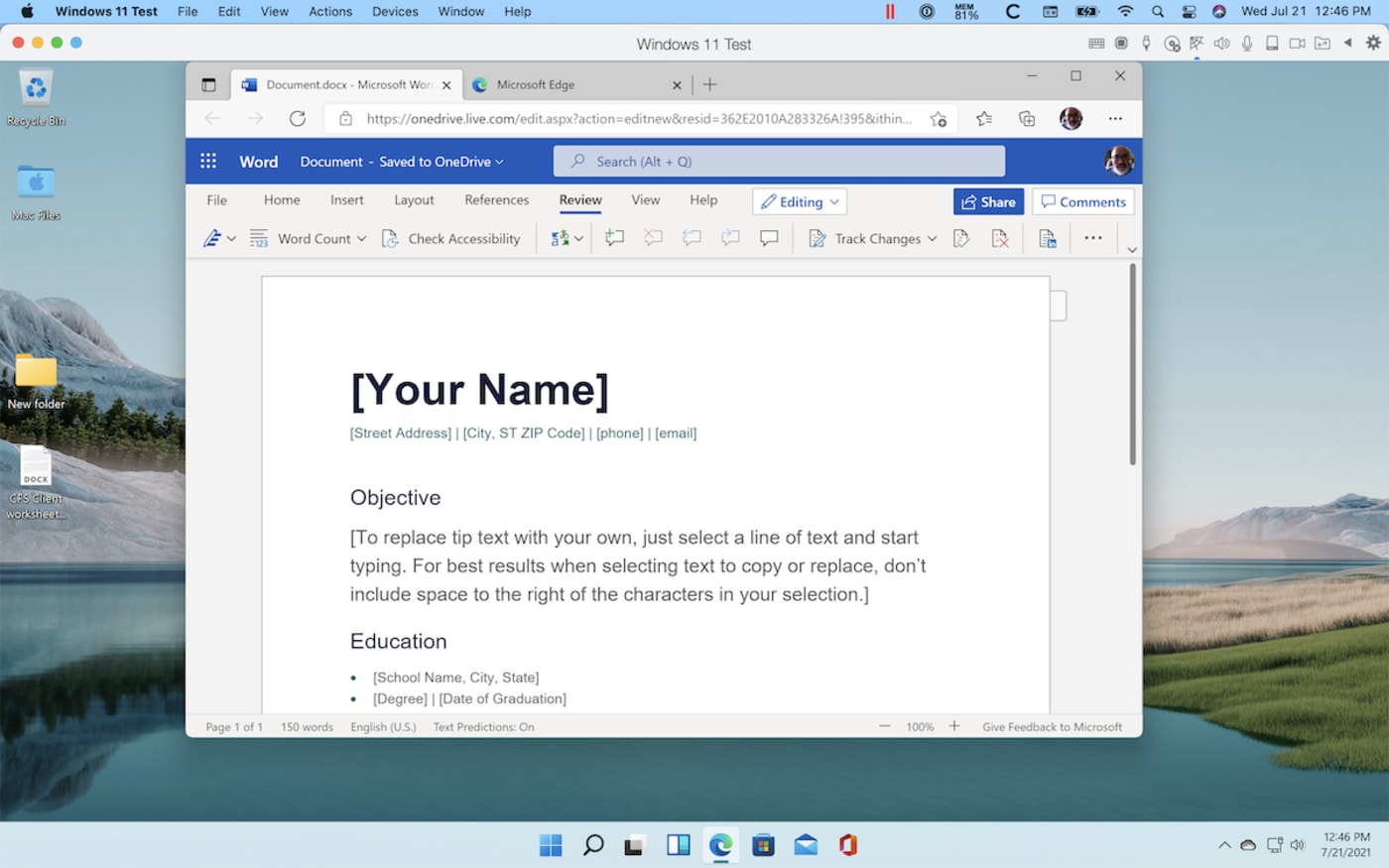 Windows 11 with word open