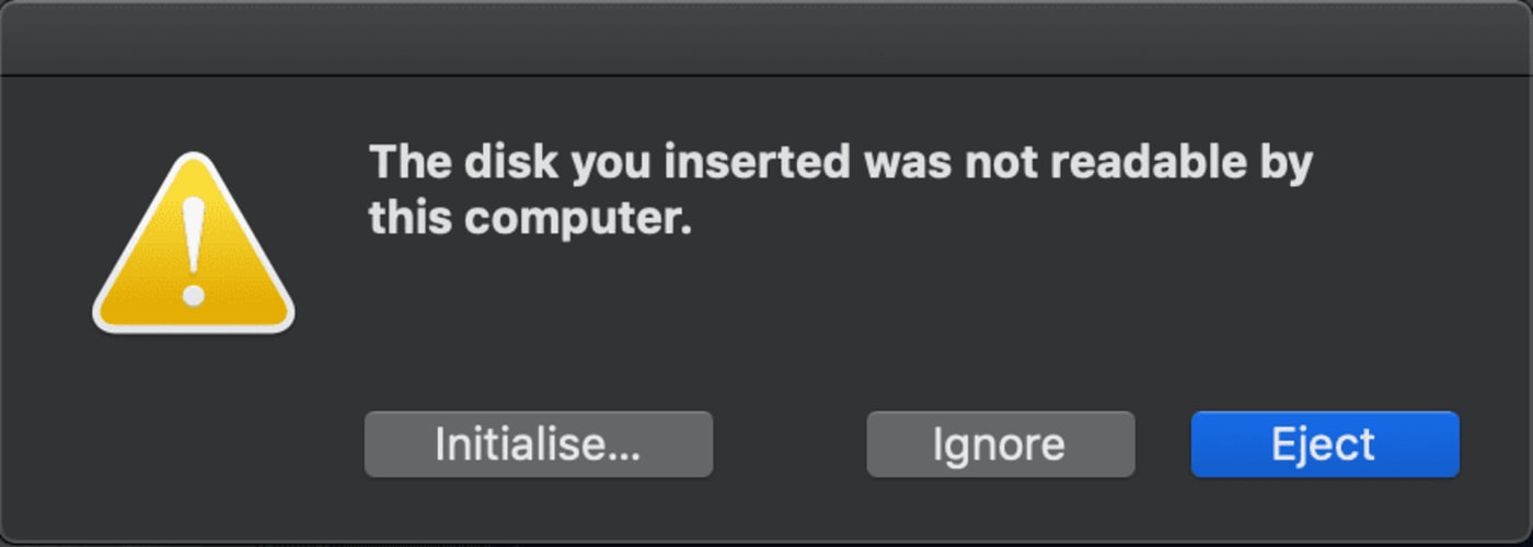 disk no readable warning