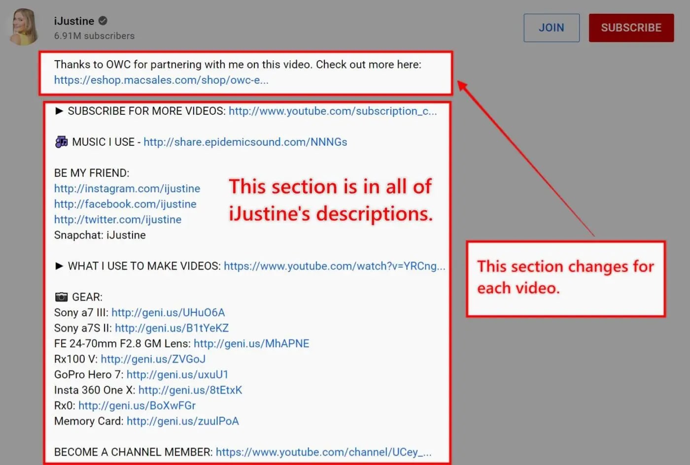 iJustine YouTube description scaled