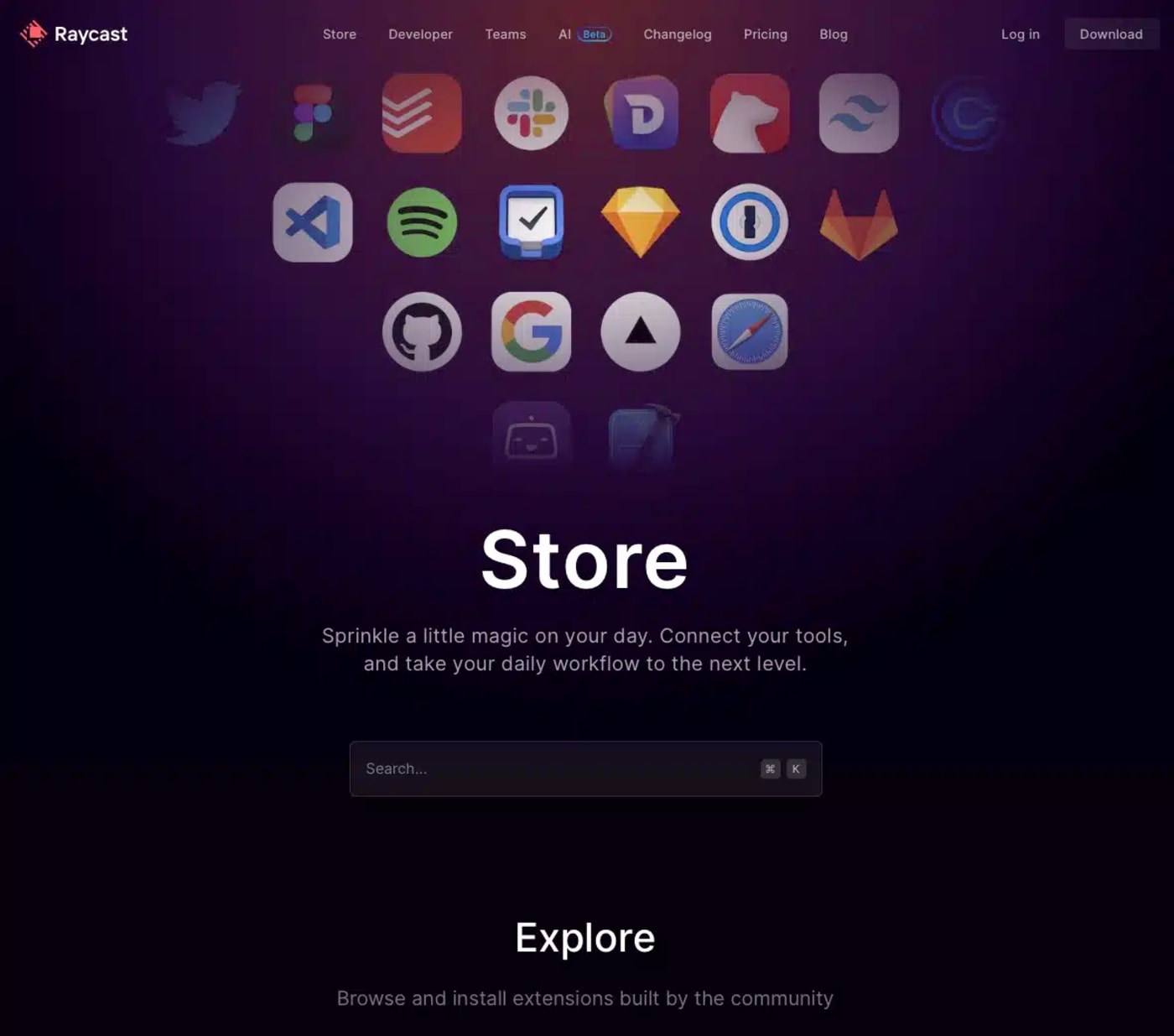 Raycast extension store