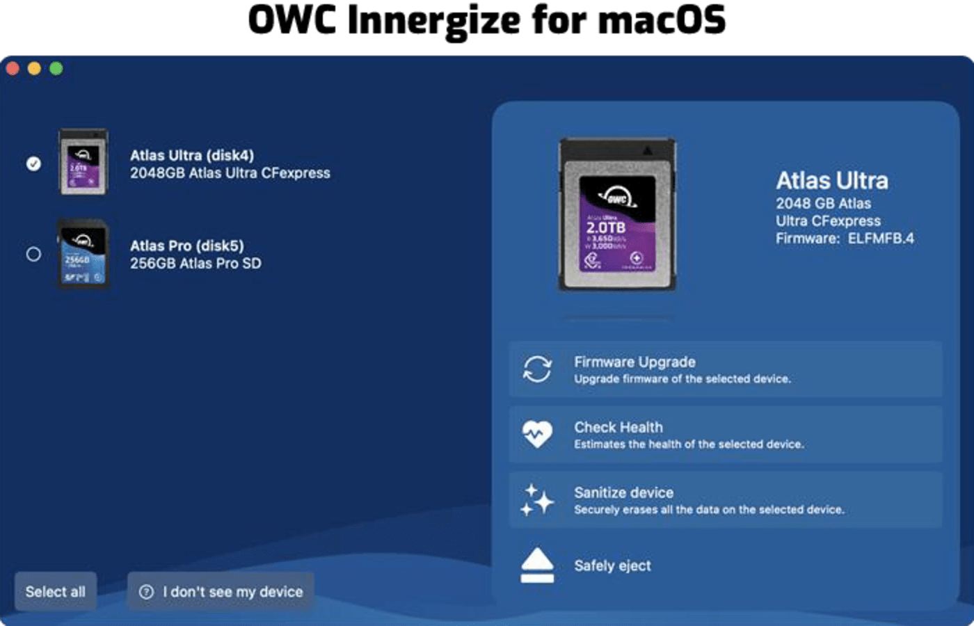OWC Innergize for macOS screenshot