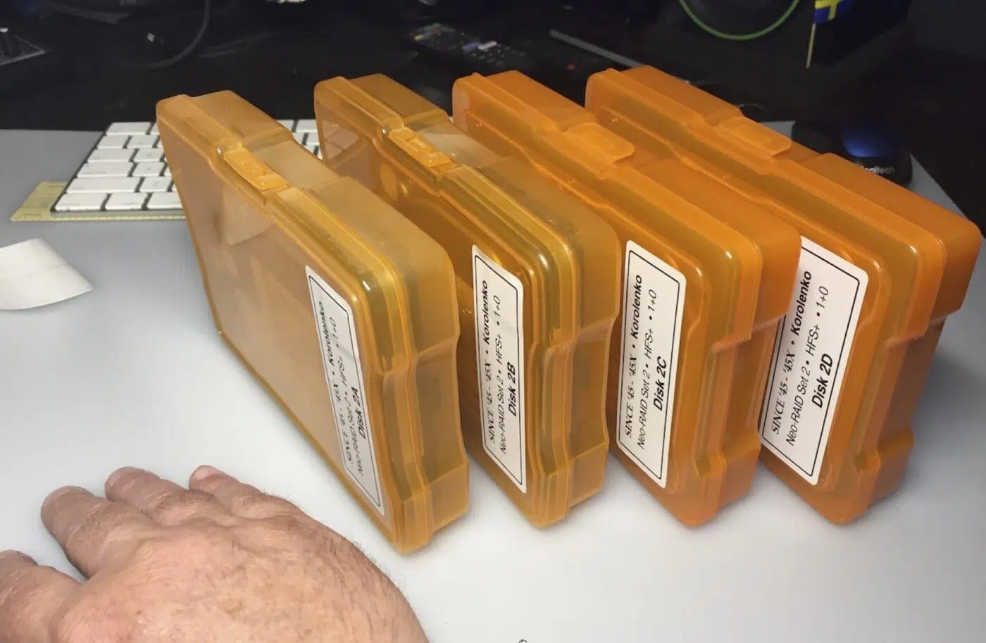 labeling a hard drive storage