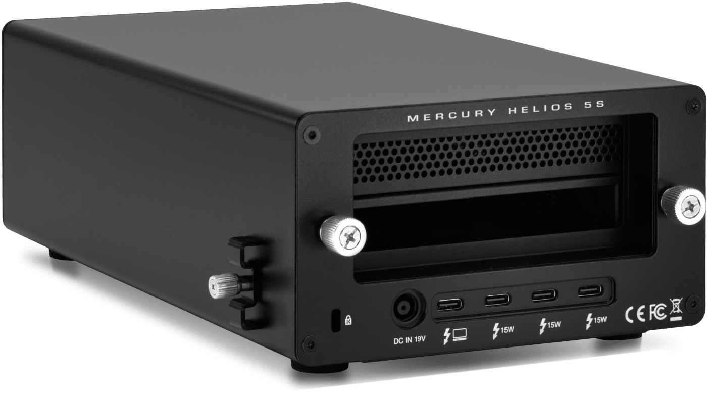 OWC Mercury Helios 5S opened, facing right