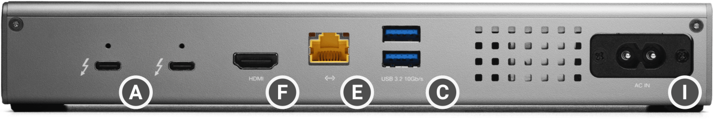 OWC Thunderbolt Go Dock back with labels