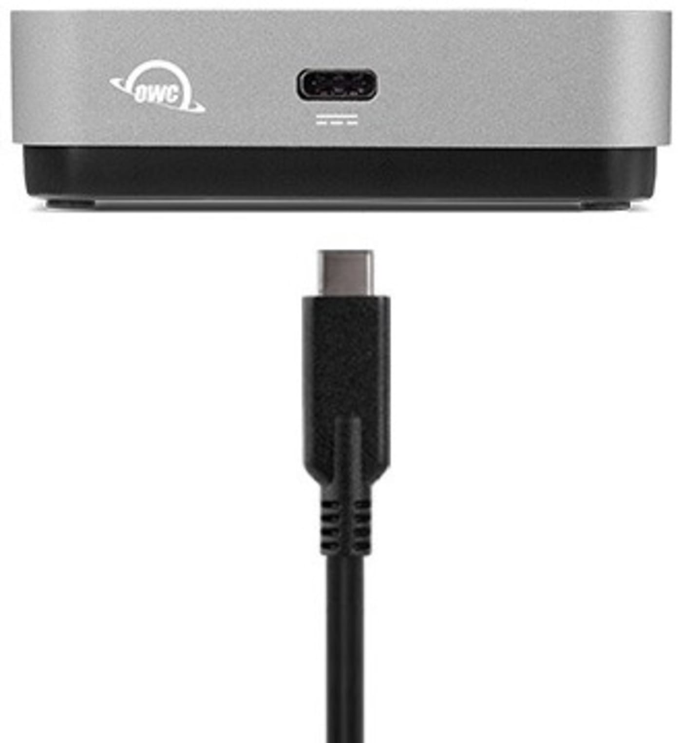 OWC USB-C Travel Dock side view showing USB-C Power Delivery port