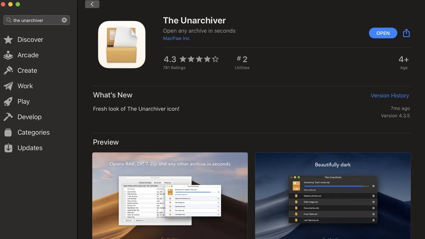 The Unarchiver app