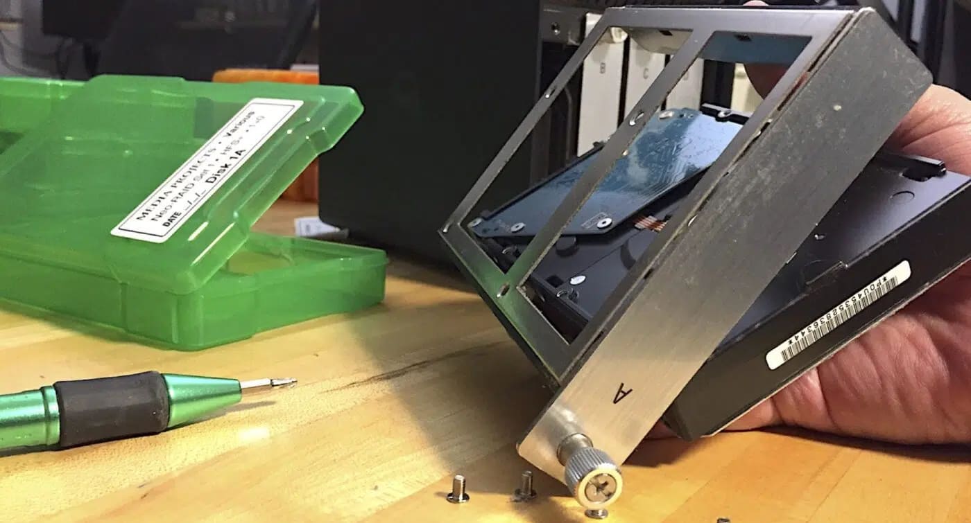 removing hard drive from metal sled