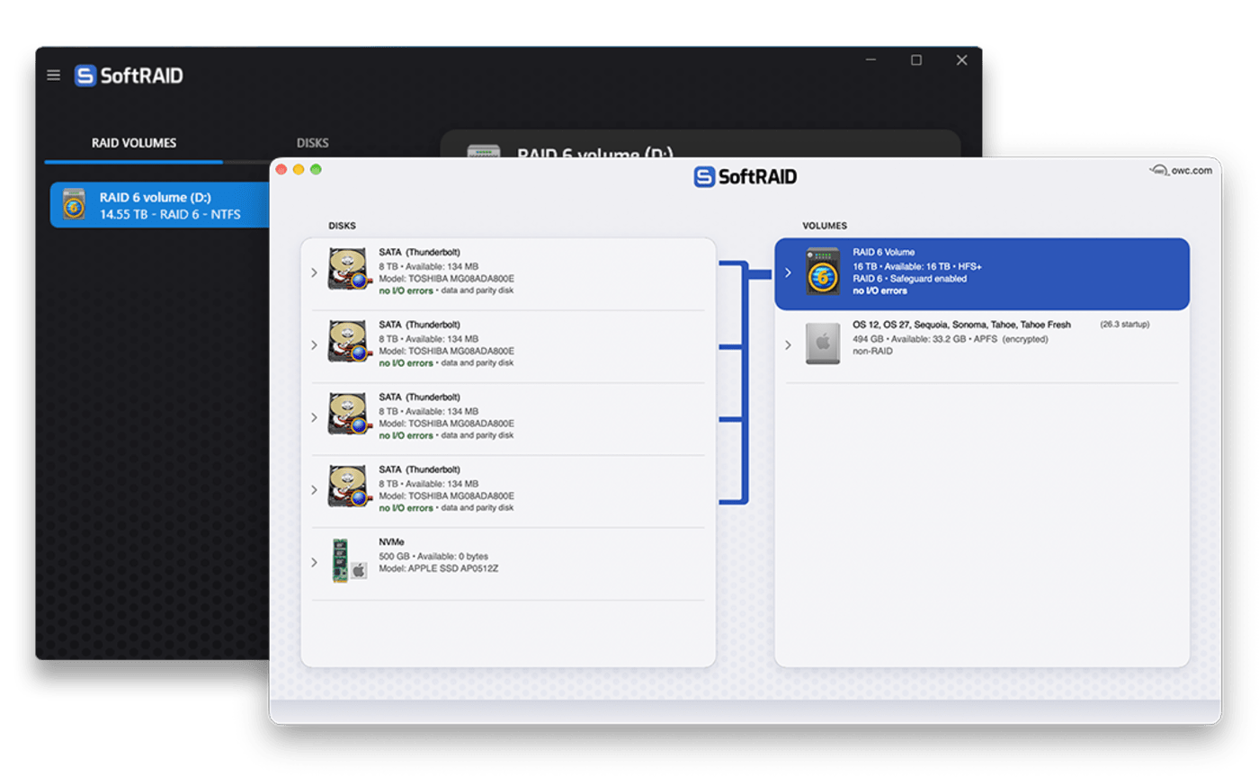 SoftRAID screenshots