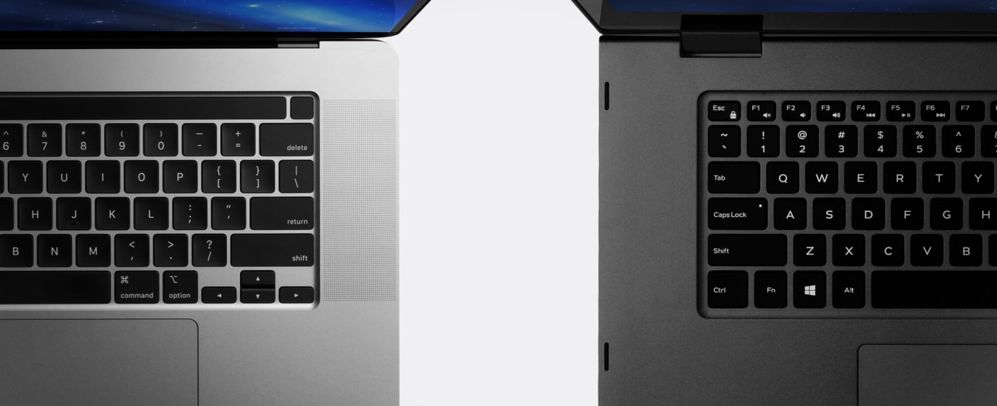 Mac and PC Laptop closeup