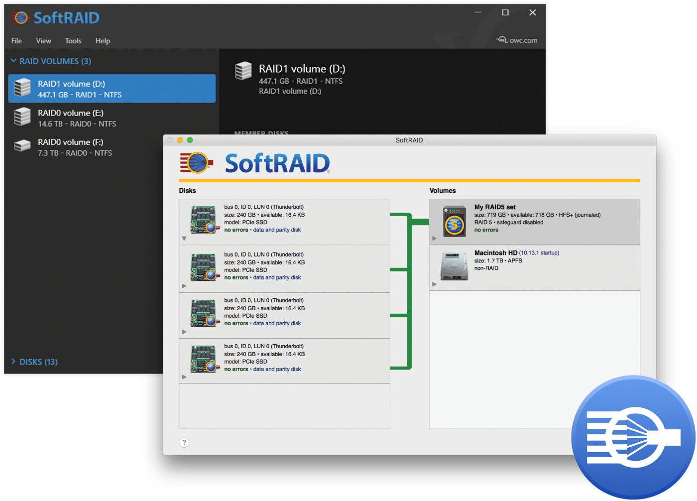 OWC Express 4M2 Thunderbolt 3 - Boîtier RAID 4 baies SSD M.2 NVMe -  Stockage RAID - OWC