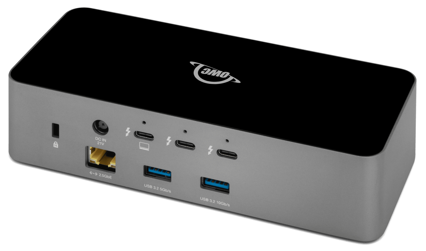 OWC Thunderbolt 5 Dock back view facing left