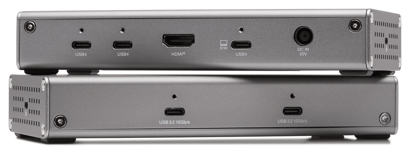 Two USB4 Hubs stacked, showing front and back