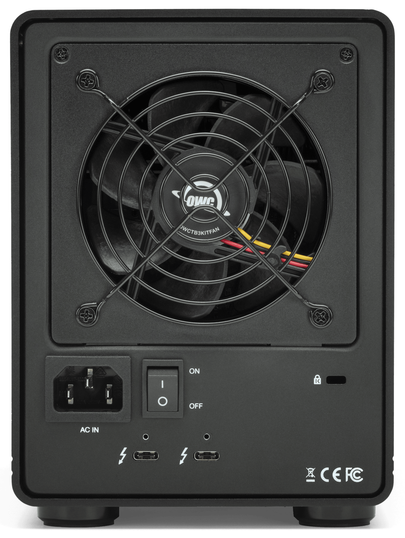 OWC ThunderBay 4 rear panel with dual Thunderbolt 3 ports
