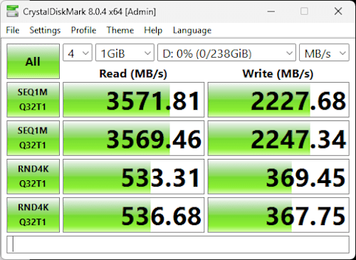 OWC Atlas Core CFexpress Memory Card CrystalDiskMark screenshot