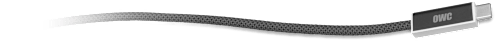 OWC USB4 Active Optical Cable stretched across white surface