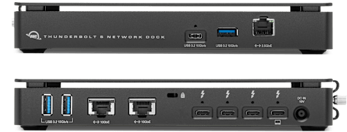 Front and Back view of the OWC Thunderbolt 5 Dual 10GbE Network Dock