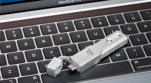 OWC Envoy Pro mini on MacBook Pro keyboard