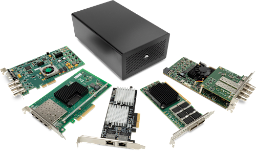 The Mercury Helios 5S laid out amidst a collection of five PCIe cards