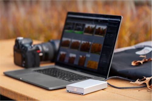 OWC Mercury Elite Pro mini with MacBook Pro and photography equipment