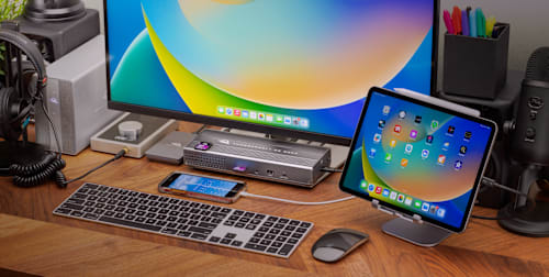 OWC Thunderbolt Go Dock on desktop with Apple iPad