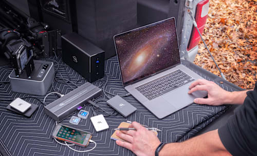 OWC Thunderbolt Go Dock working mobile on tailgate