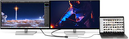 MacBook Pro running dual displays via OWC USB-C Dual HDMI® 4K Display Adapter