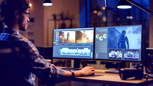 Video editor with dual displays